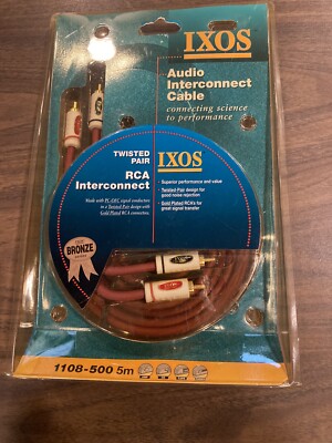 IXOS Audio Interconnect Cable - 1108-500 5m - New 2 RCA's each end 16'