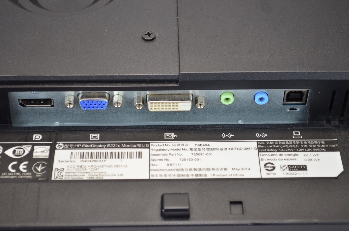 HP EliteDisplay E221c 22\" Flat Panel LCD Monitor FHD Webcam No