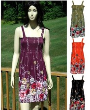 Womens Sundress Sleeveless Smocked Flower Print M L XL XXL