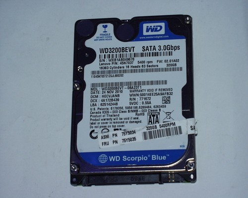 Western Digital WD3200BEVT 320 GB SATA SMART ok Laufzeit 1123 Stunden