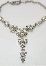 Bridal Necklace With pearls and crystals. NEW 17-20 Inches adjustable
