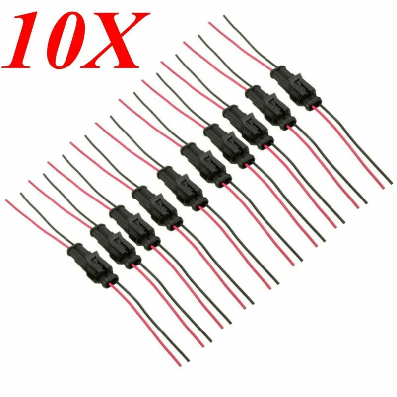 10Kit 2 Pin Way Car SUV Waterproof Electrical Cable Connector Plug with Wire AWG - Image 2 of 4