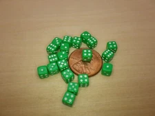 Twenty Green with White D6 5MM OPAQUE Color Gaming Dice Rounded Corners Counters