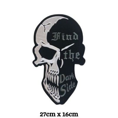 Find The Dark Side Skull Large Biker Jacket Back Sew On Embroidered Patch