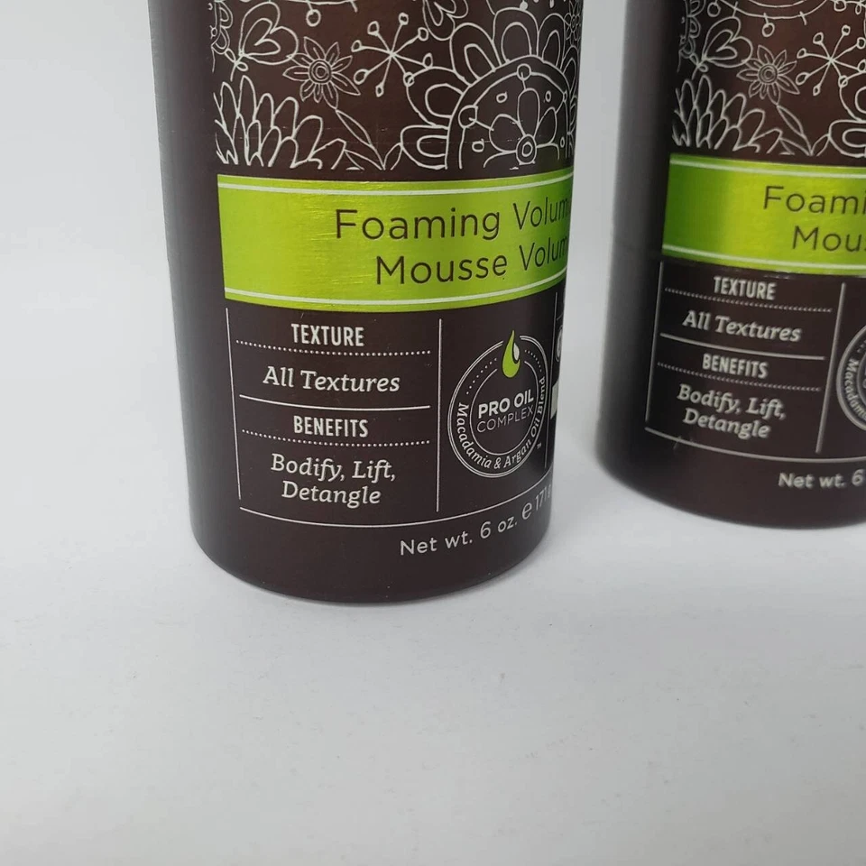 2 Mousse voluminizador de espuma profesional de macadamia volumen tamaño completo 6 oz. cada Foto 4 de 4
