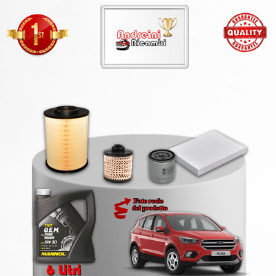 Kit Tagliando 4 Filtri 6L Olio Mobil FE 5W30 Per Ford Kuga 2.0 TDCi Gasolio 2012-2019 - Foto 3