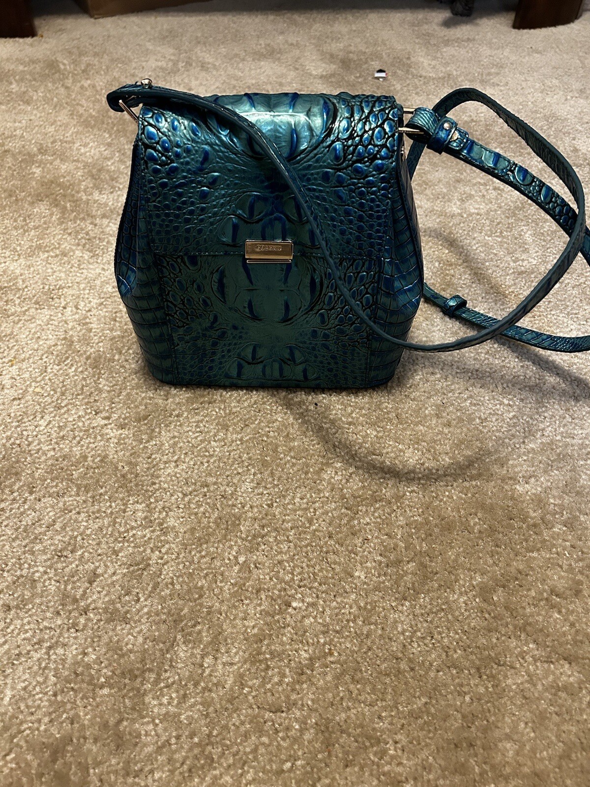 Brahmin Margo Peacock Croc Embossed Leather Crossbody Bag EUC eBay