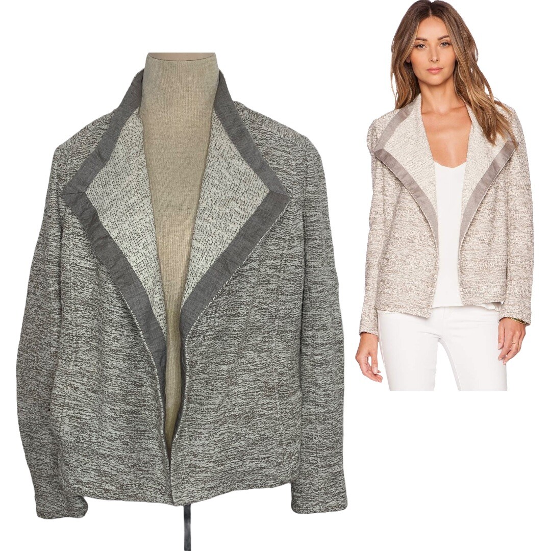 vince textured open cardigan