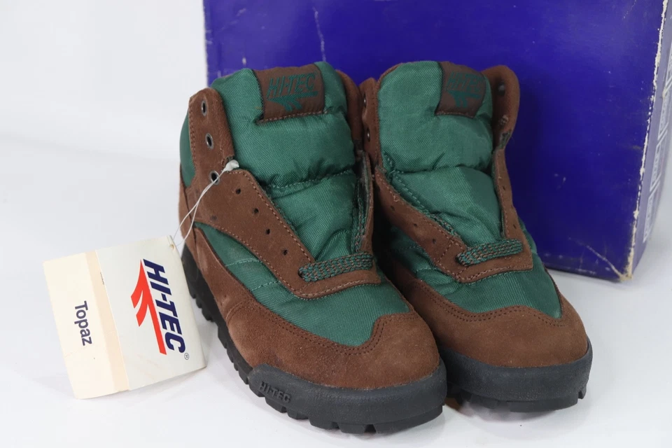 Nuevo de Lote Antiguo Años 90 Juvenil Talla 2Y Gamuza Cuero Senderismo Senderismo Botas Chukkas Marrón Foto 3 de 4