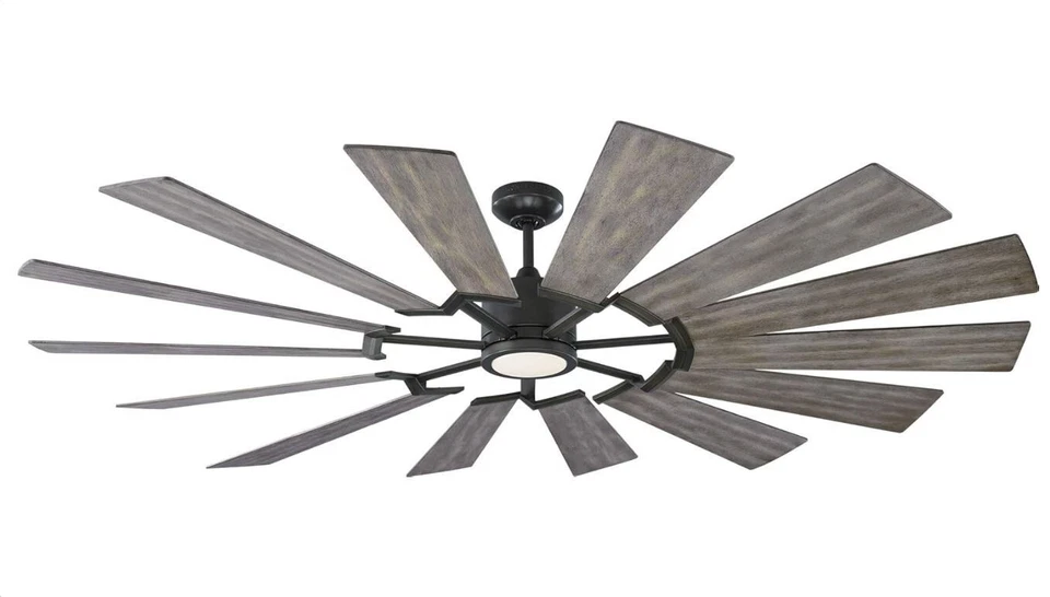 VISUAL COMFORT 72" CEILING FAN SILVER WASHED OAK REVERSIBLE BLADE LED LIGHT KIT - Image 4 of 4