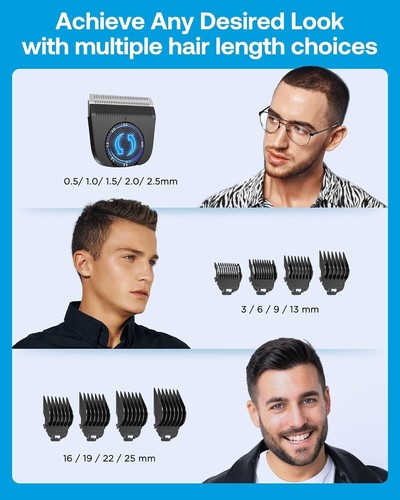 GLAKER Tagliacapelli Uomo Senza Fili - Tagliacapelli 2 in 1 con 10 Protezioni - Foto 3 di 6