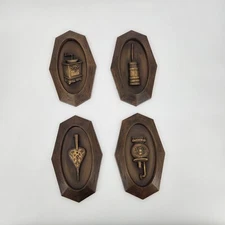 4 Pc Dart Industries Mid Century Colonial Faux Wood Wall Decor