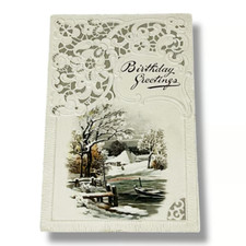 Postcard Birthday Greetings Embossed Lace c1912 Divided Back Card D170