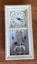 Diorama Victorian Vanity Shadow Box Miniature 3D & Working Clock 8x15x3 Vintage