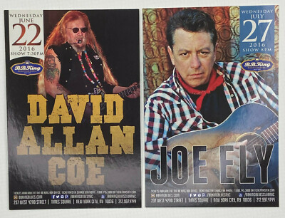 David Allan Coe ad flyer handbill NYC BB King concert 2016 Joey Ely