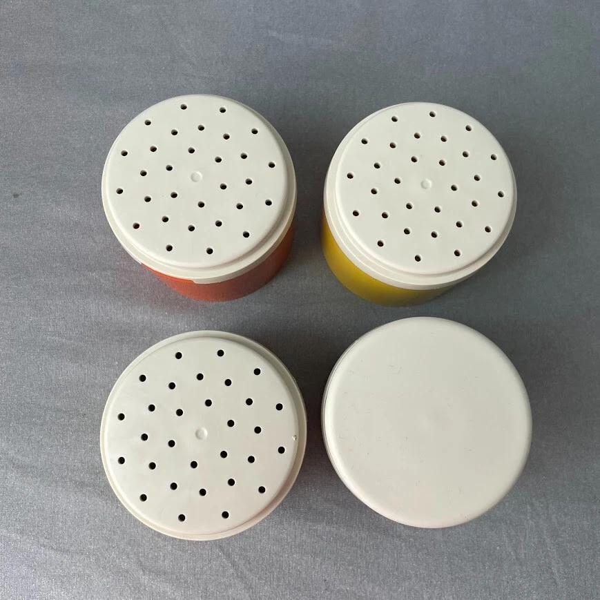 Tupperware Spice Set of 4 Shakers Stackable Harvest Colors 1308 MCM Vintage - Image 4 of 4