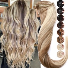 Thick Remy Clip In Human Hair Extensions Full Head Double Weft Balayage 180g 22"