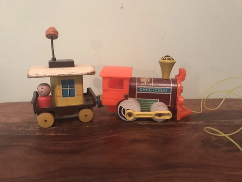 Vintage Fisher-Price Little People 1964 Chug-Chug Magnetic Train Set #168 ~NICE
