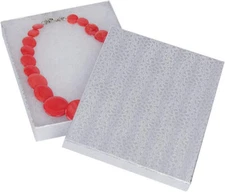 Jewelry Boxes Gift 100 # 75 Silver Swirl Foil Cotton Filled  7" X 5 1/2" X 1"