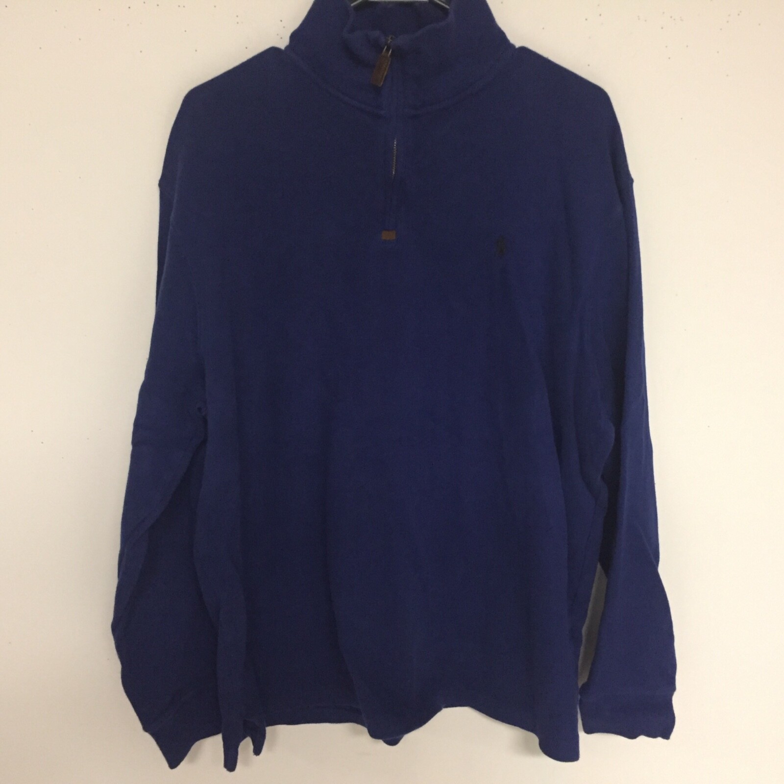 POLO Ralph Lauren Uomo Pony Logo Quarto Zip Maglione Felpa XL Blu