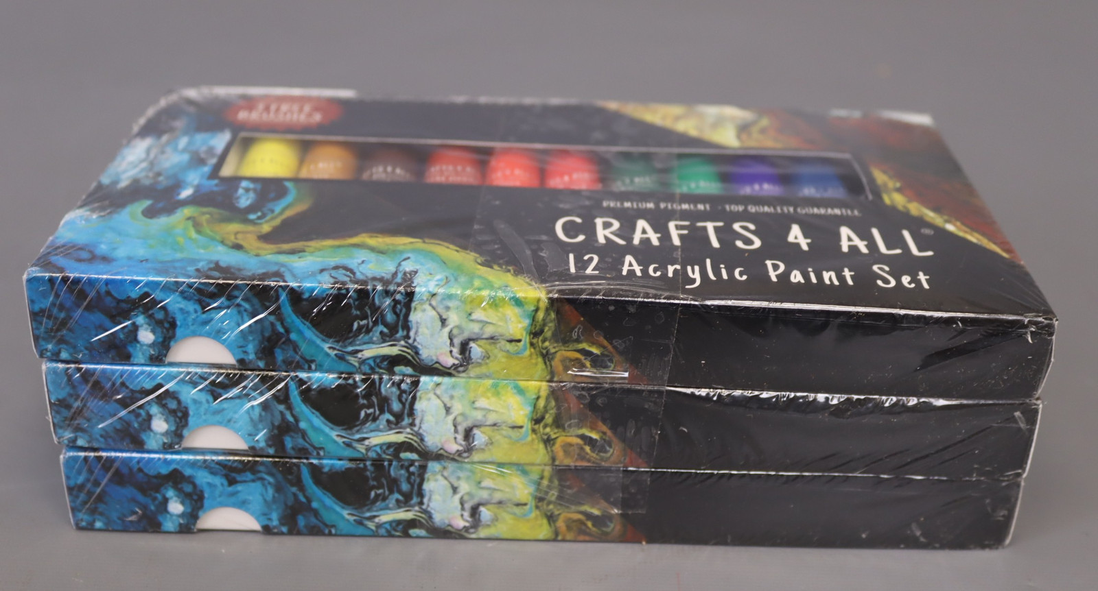 Acrylic Paint Set for Adults and Kids - 12 Pack of 12mL Paints with 3 Art Brushe