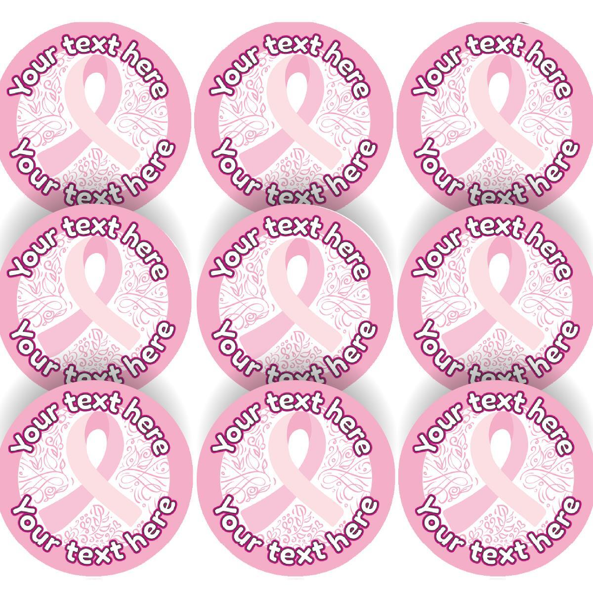 144 Breast Cancer Awareness Personalised 30mm Stickers Teachers Parents Schools