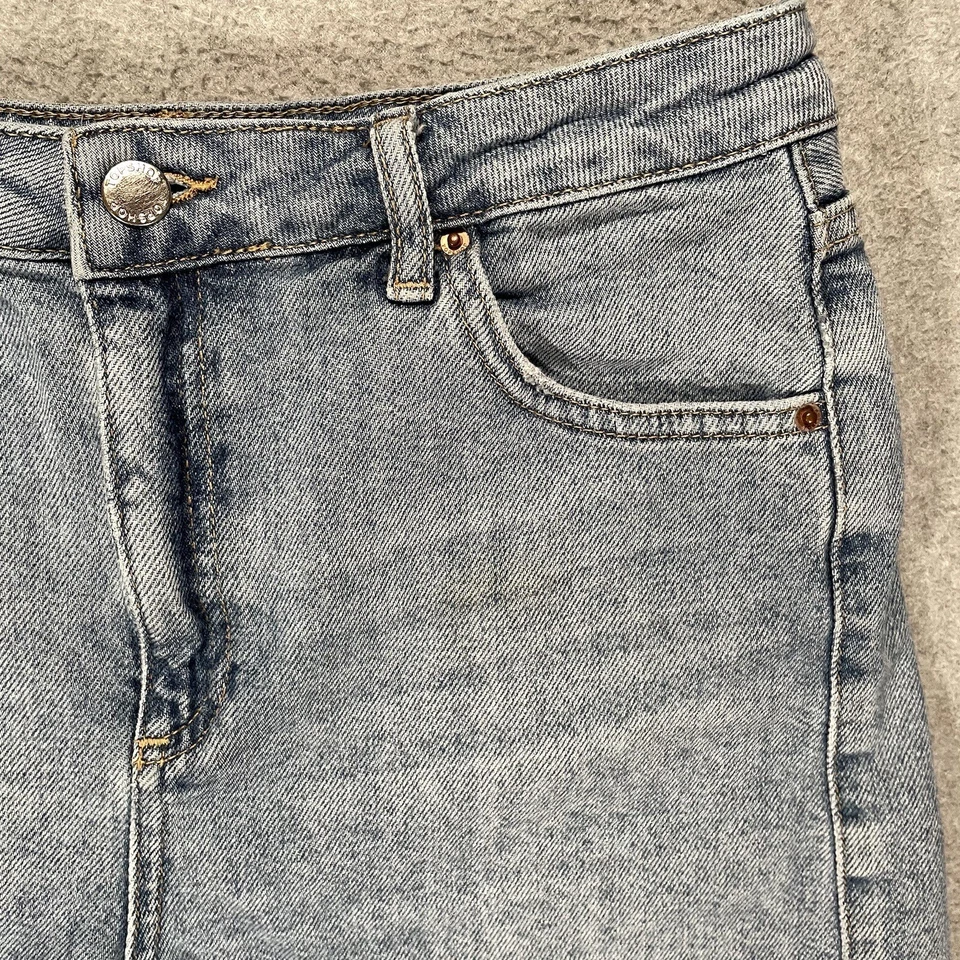 TopShop Moto Mom Pantalones Cortos Cintura Alta Corte Denim Azul Jean Para Mujer EE. UU. Talla 8 Foto 3 de 4