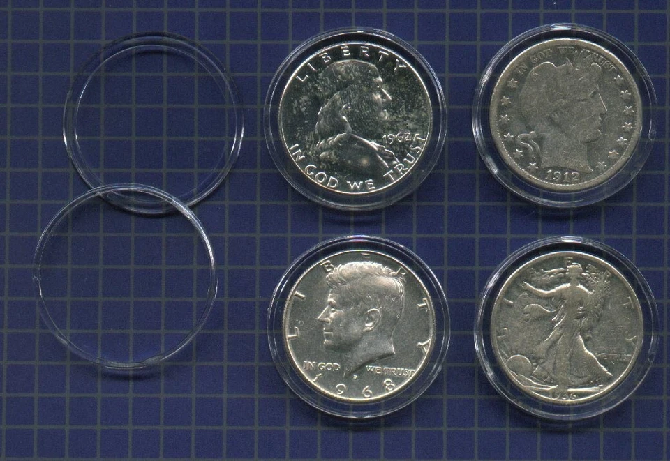 AIR-TITE Coin Holders for Barber - Liberty - Franklin & Kennedy Half Dollar `