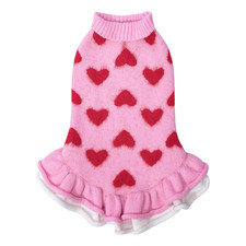 Cutebone Fancy Pink Dog Sweater Dress Soft And Stretchy Dog Clothes For Small