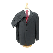 Haggar Dark Gray Charcoal Multicolor Pinstripe 3 Button Suit Mens 48R