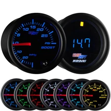 GLOWSHIFT BLACK 30 PSI BOOST VAC & DIGITAL WIDEBAND AIR FUEL RATIO 2 GAUGE SET
