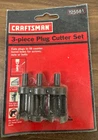 CRAFTSMAN 3-PIECE PLUG CUTTER SET #25581--3/8", 1/2", 5/8" - NEW