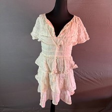 Tory Burch White Linen Blend Tiered Ruffle Mini Dress Size 4