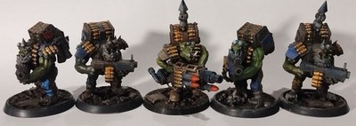 Sci-fi Space Orcs Heavy Weapons Team, 5 Mineatures 40mm bases