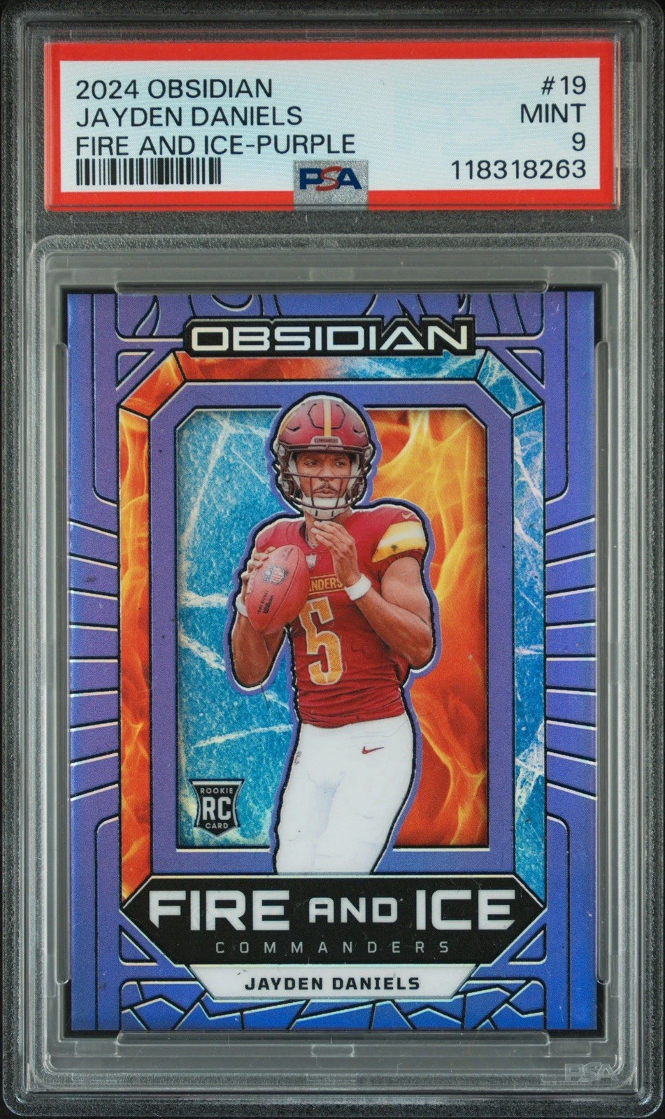 Jayden Daniels Panini Obsidian Fire and Ice #19 Purple