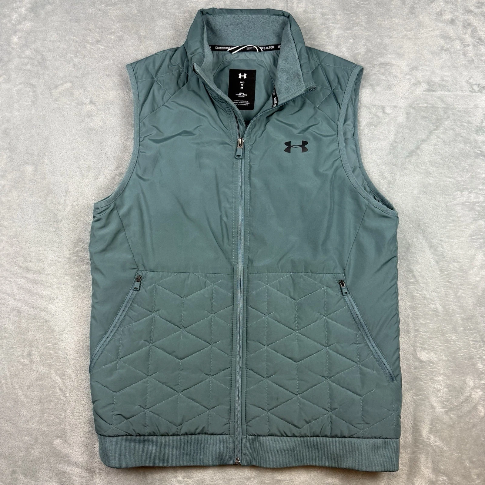 Under Armour ColdGear Reactor Quilted Insulated Vest Teal Green Full Zip Medium