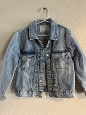 Zara Toddler Girl Pleated Denim Jacket Light Blue sz 4-5 Years Unisex