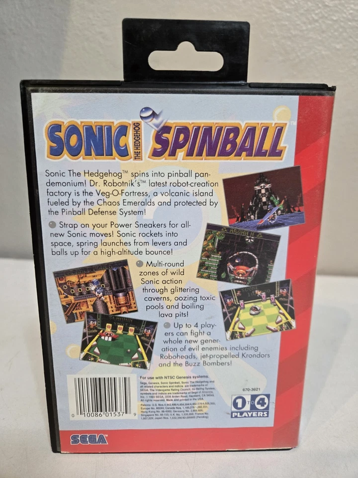 Sonic Spinball - Sega Genesis - Case and Cartridge Authentic Video Game Pinball - Image 2 of 4