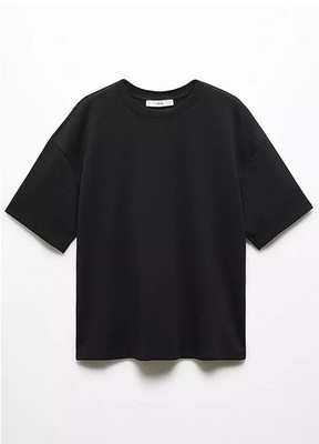 243E Mango schwarzes T-Shirt GRÖSSE 8