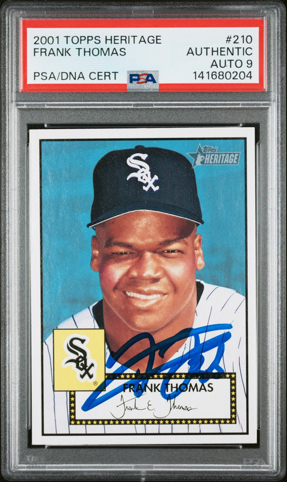2001 TOPPS HERITAGE #210 FRANK THOMAS PSA AUTHENTIC AUTO 9 view 1