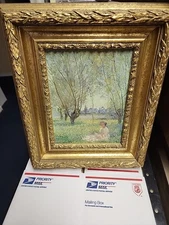 Fine Art  reproduction Woman Seated, By Monet In Exquisite Gold ornate Frame
