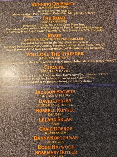Jackson Browne – Running On Empty - 1977 - Asylum Records 6E-113 Vinyl LP - Picture 7 of 23