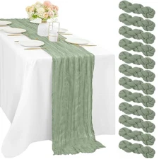 12 Pcs 10FT Cheesecloth Table Runner 35 x 120 Inches 10ft x 12pcs Sage Green