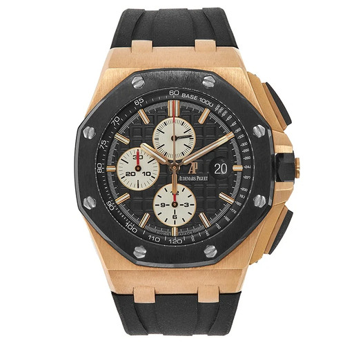 Audemars Piguet Royal Oak Offshore Watch 44MM Black Index Hour Markers Dial R...