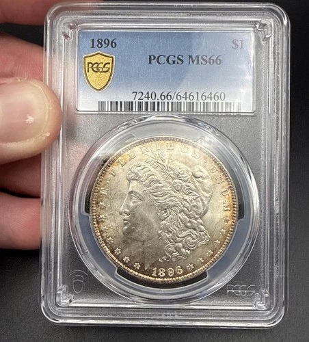 1896 PCGS MS66 Morgan Silver Dollar Original Coin With Tone! Gold Shield Holder!