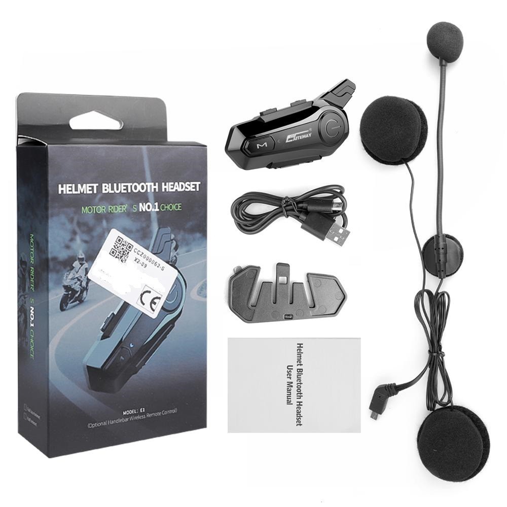 Kit Intercom Bluetooth E1 pour Moto Solo et Système Audio Casque