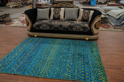 Alfombra india marroquí de seda turquesa 5x7 pies hecha a mano alfombra oriental azul - Imagen 3 de 12