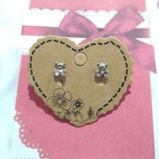 925 Sterling Silver Bears Dainty Stud Earrings Posts