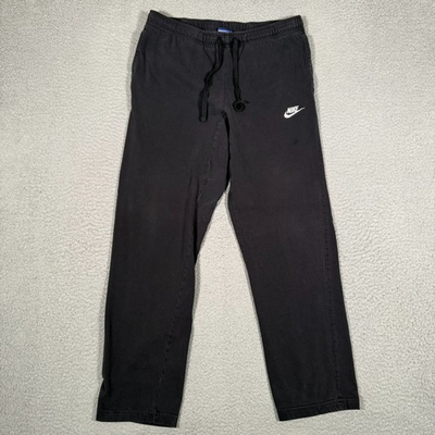 #ad #ad Nike Pants Mens Medium Black Club OH Elastic Waist Drawstring Sweatpants Logo $19.88