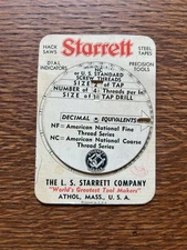 Vintage Starrett Pocket decimal equivalents